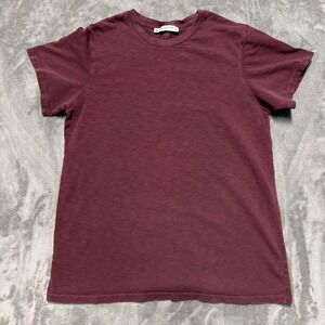 American Giant Supima Cotton T-Shirt Women L Maroon Short Sleeve Slub USA